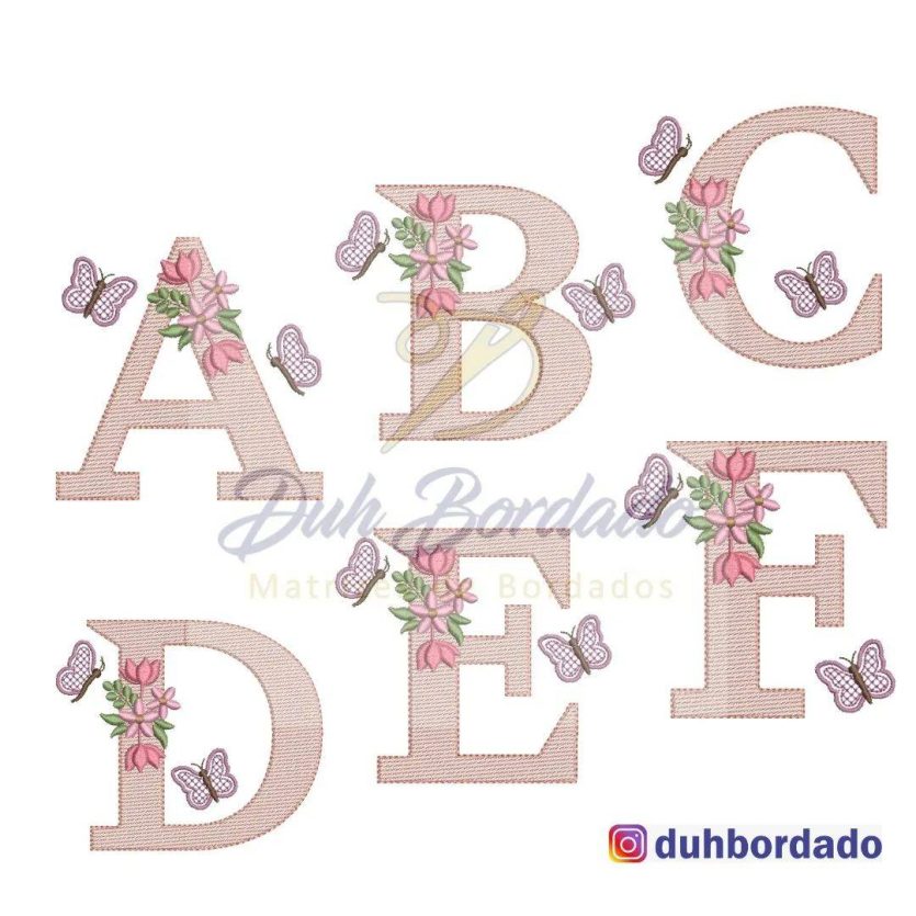 Coleção Alfabeto Floral Borboletas Completa
