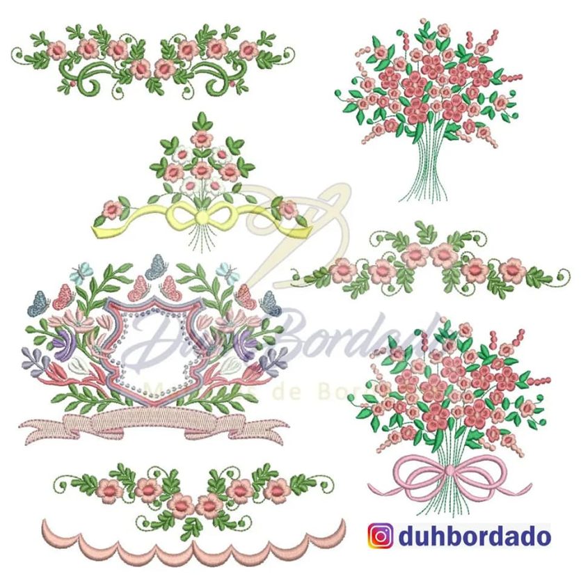 Coleção Matrizes de Bordados Floral Barrinha Completa