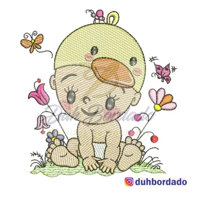 Bebê com Touca de Pato