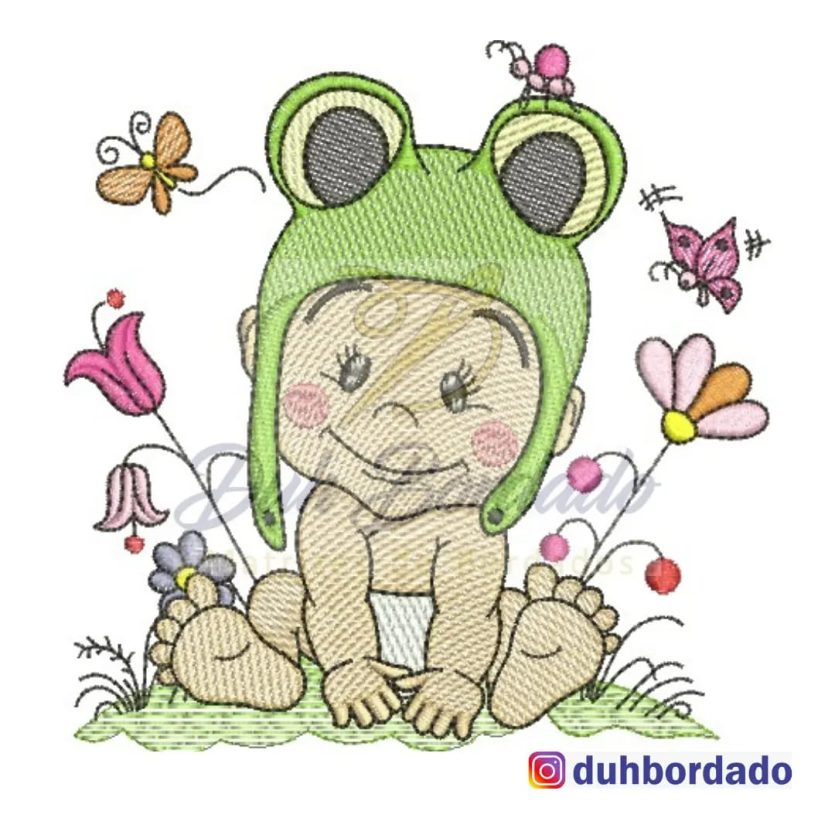 Bebê com Touca de Sapo