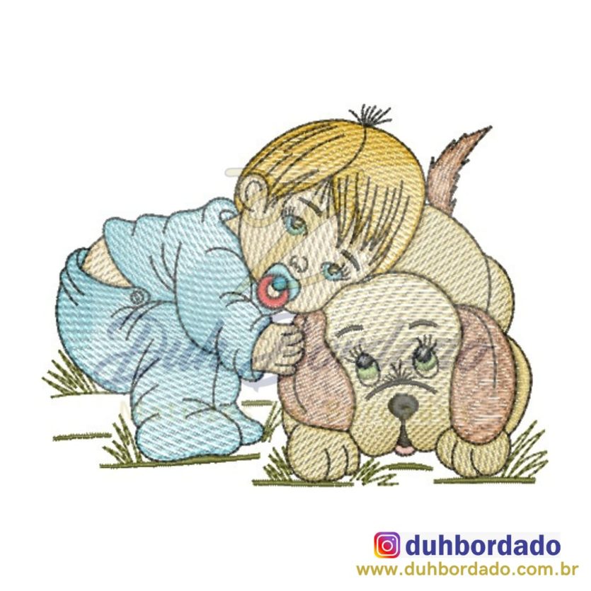 Matriz de Bordado Bebê Menino Cachorrinho