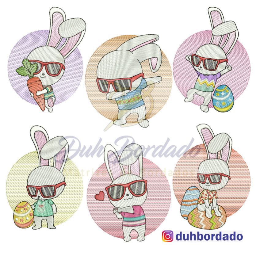 Coleção Matrizes Bordados Coelho Estiloso Completa