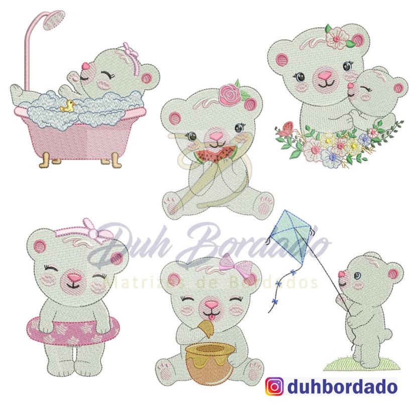 Coleção Matrizes de Bordados Ursinha Polar Completa