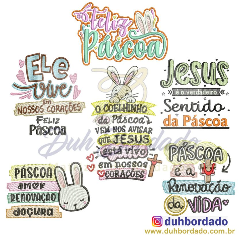 Coleção Matrizes de Bordados Frases de Páscoa Completa