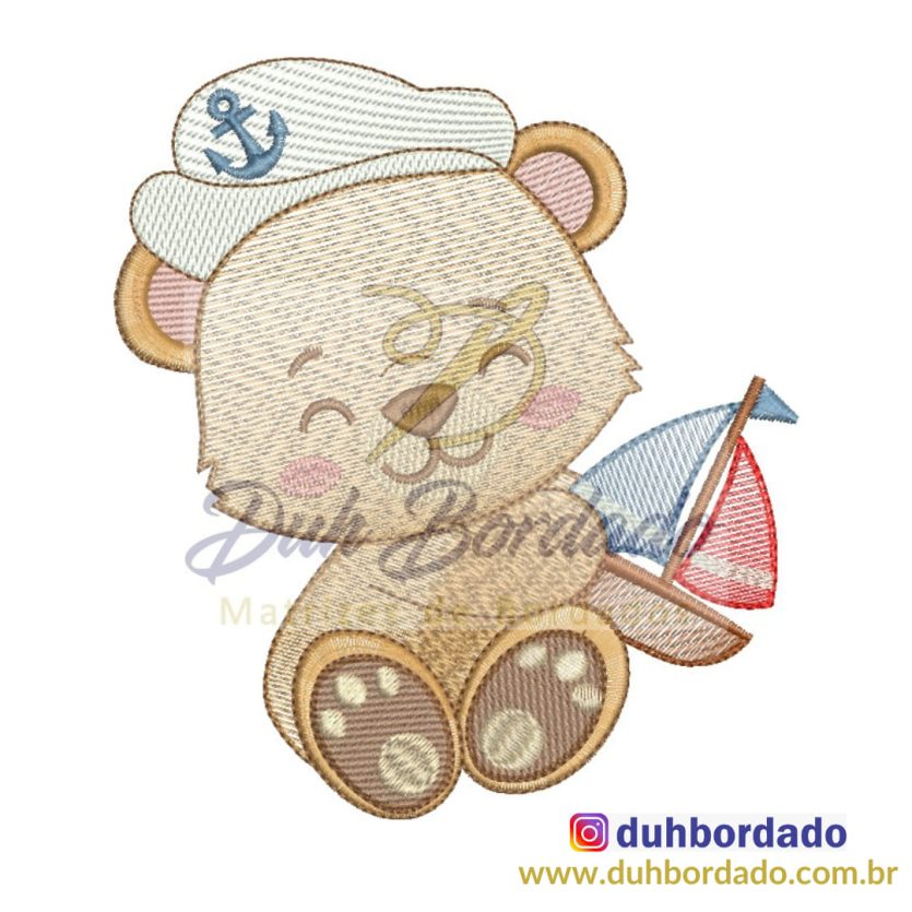 Matriz de Bordado Ursinho Marinheiro Barquinho