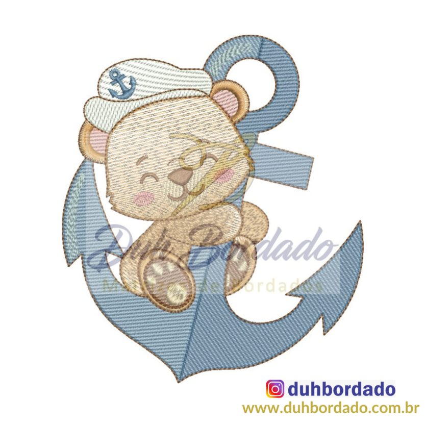 Matriz de Bordado Ursinho Marinheiro Âncora