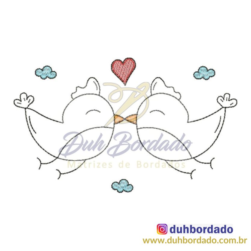 Matriz de Bordado Casal Pássaro