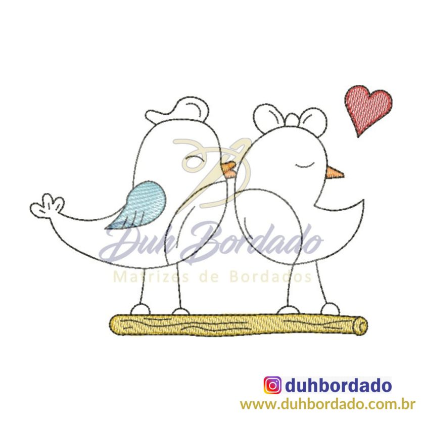 Matriz de Bordado Casal Pássaro