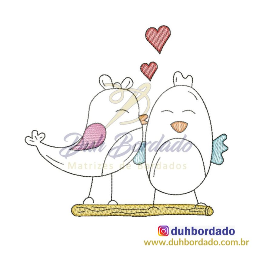 Matriz de Bordado Casal Pássaro