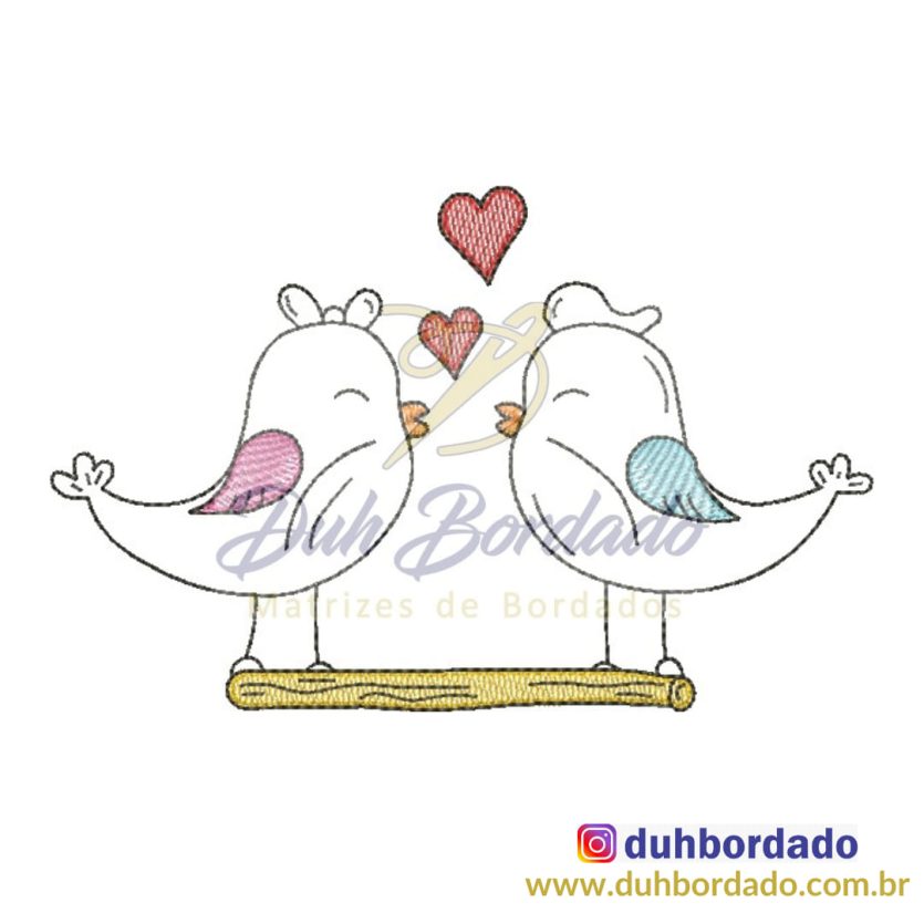 Matriz de Bordado Casal Pássaro
