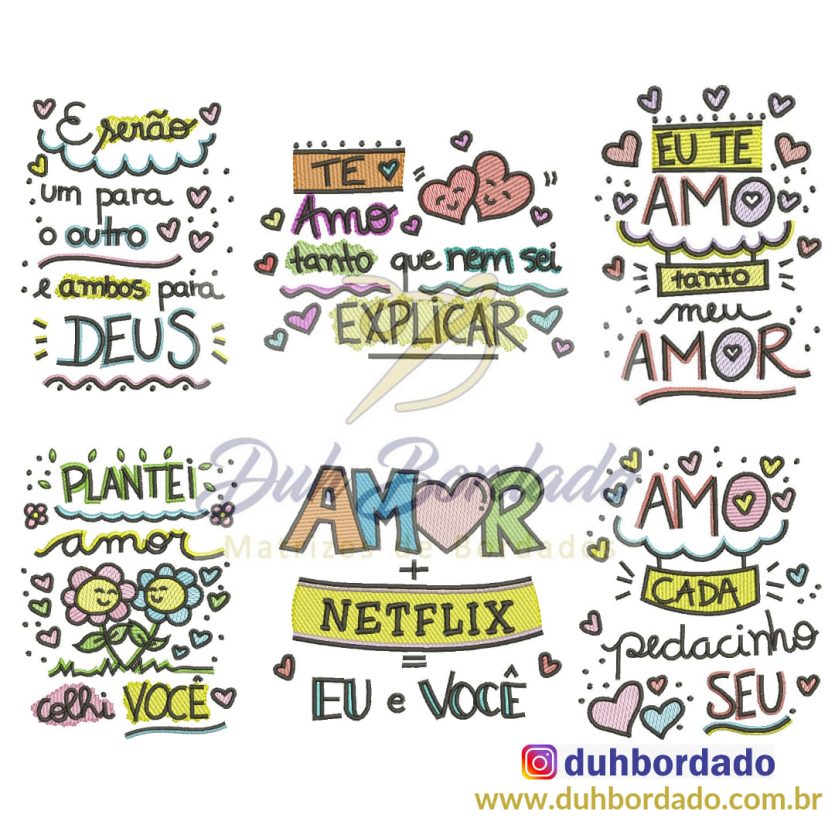 Coleção de Matrizes de Bordados Dia dos Namorados Completa