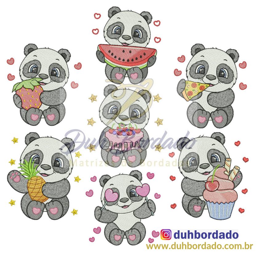 Coleção de Matrizes de Bordados Panda Completa