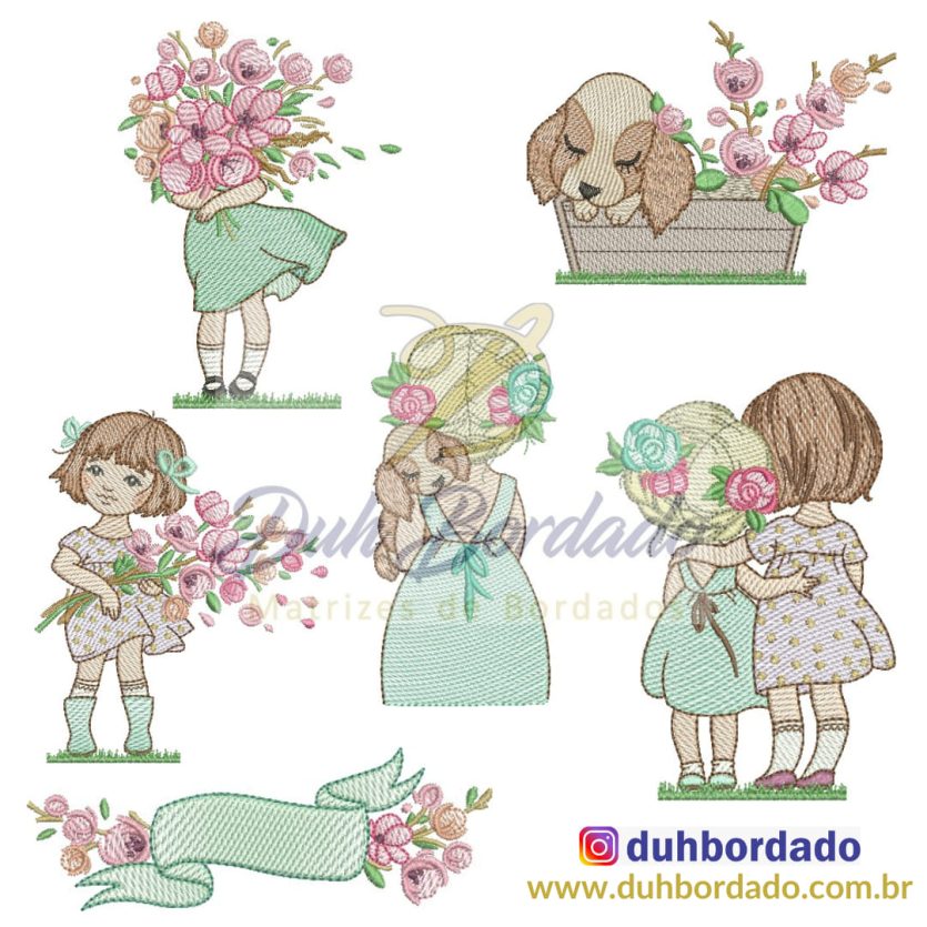 Coleção Matrizes de Bordados Meninas Amigas Completa