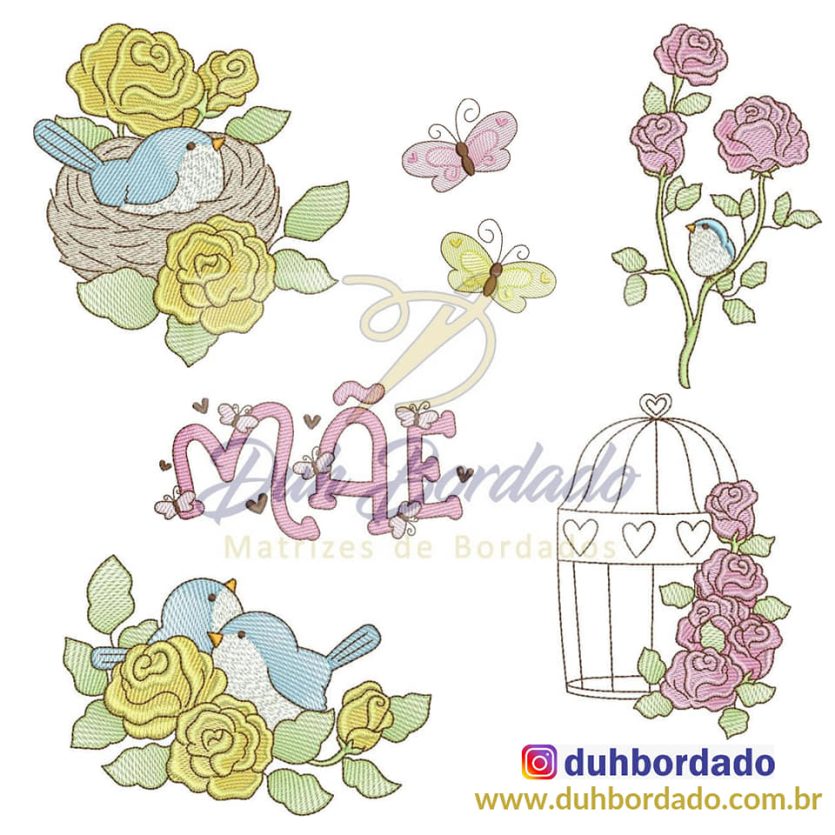 Coleção de Matrizes de Bordados Dia das Mães Completa