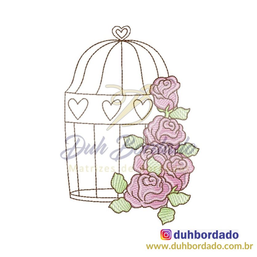 Matriz de Bordado Gaiola Flores