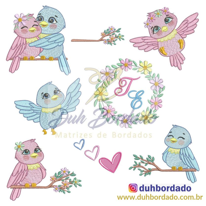 Coleção Matrizes de Bordados Pássaros Completa