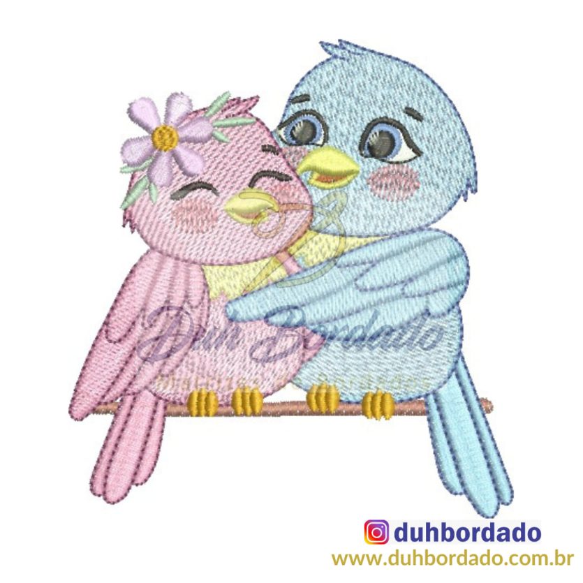 Matriz de Bordado Casal de Passarinhos