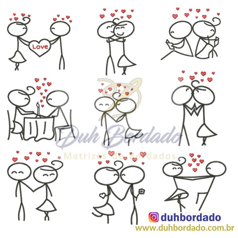 Coleção de Matrizes Namorados Casal Palitos Completa
