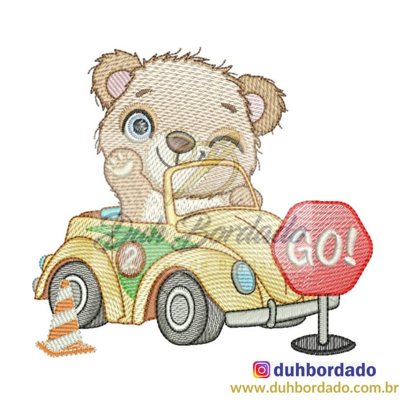 Matriz de Bordado Urso Motorista