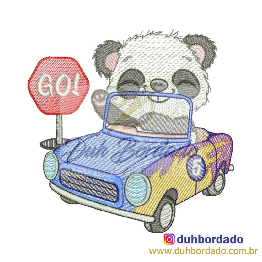 Matriz de Bordado Panda Motorista