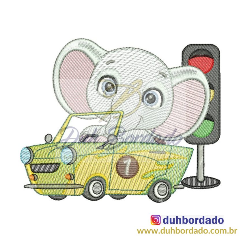 Matriz de Bordado Elefante Motorista