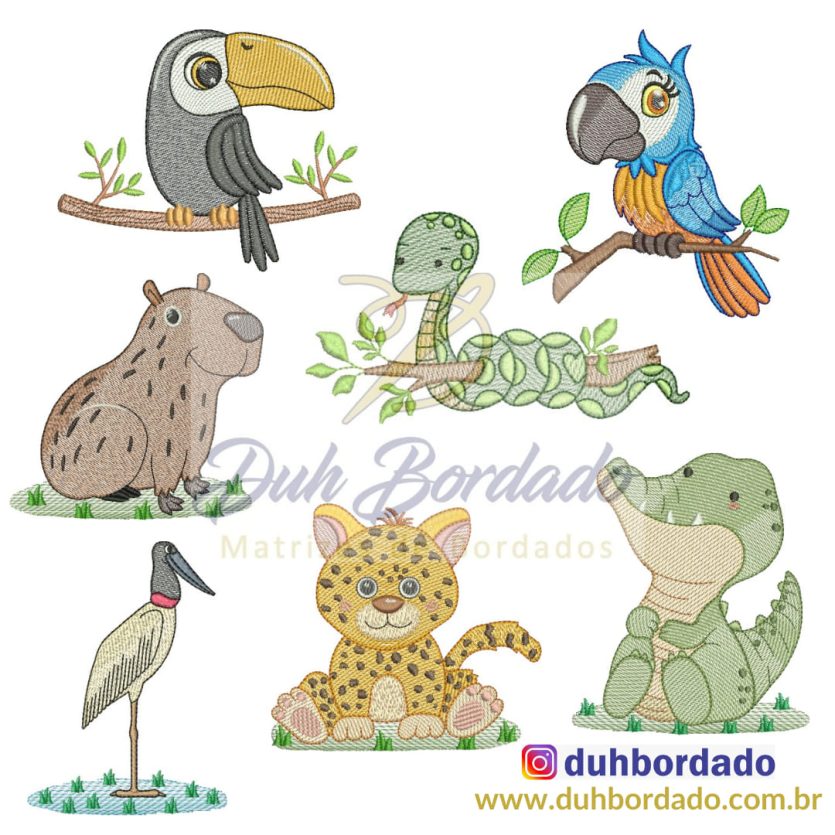 Coleção de Matrizes de Bordados Animais Pantanal Completa