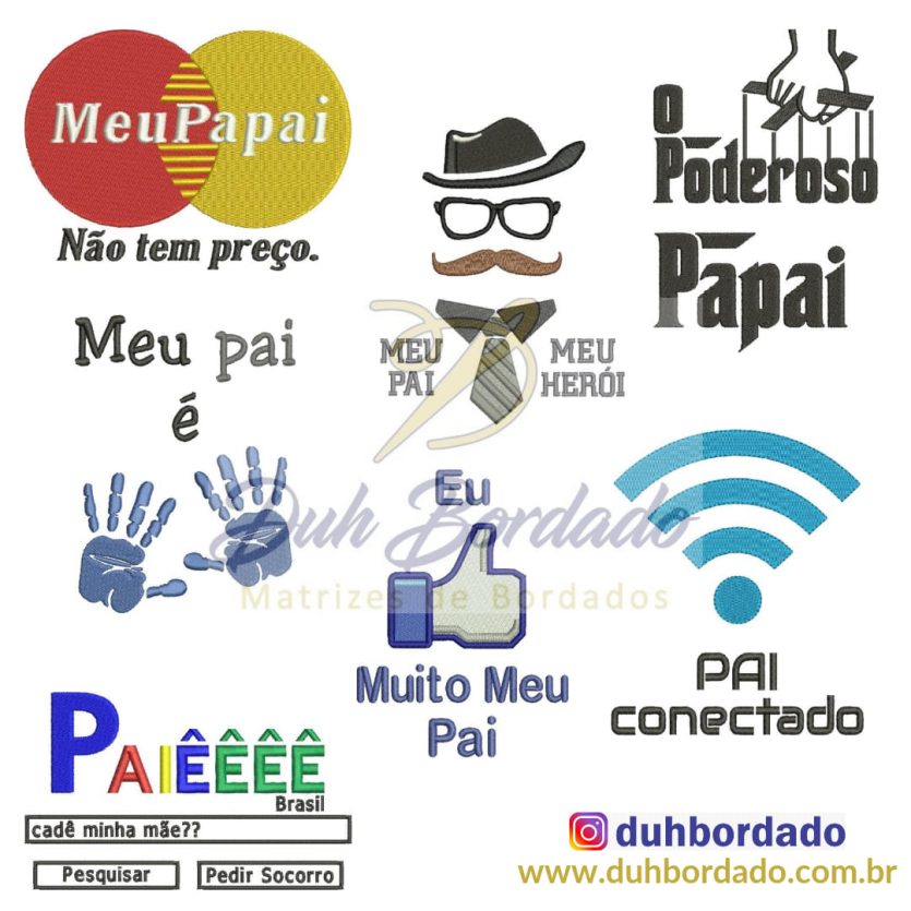 Coleção de Matrizes de Bordados Dia dos Pais Completa