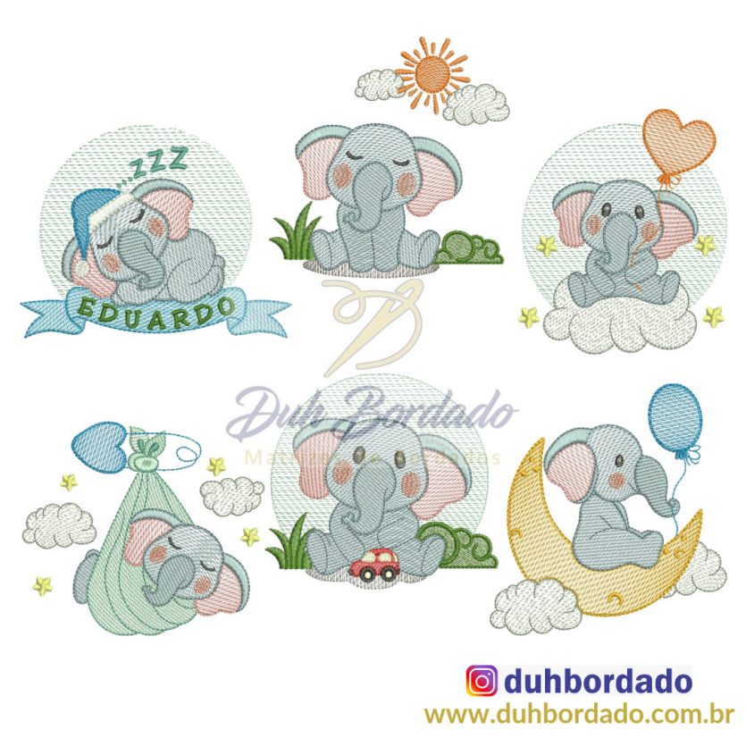 Coleção Matrizes de Bordados Elefantes Completa