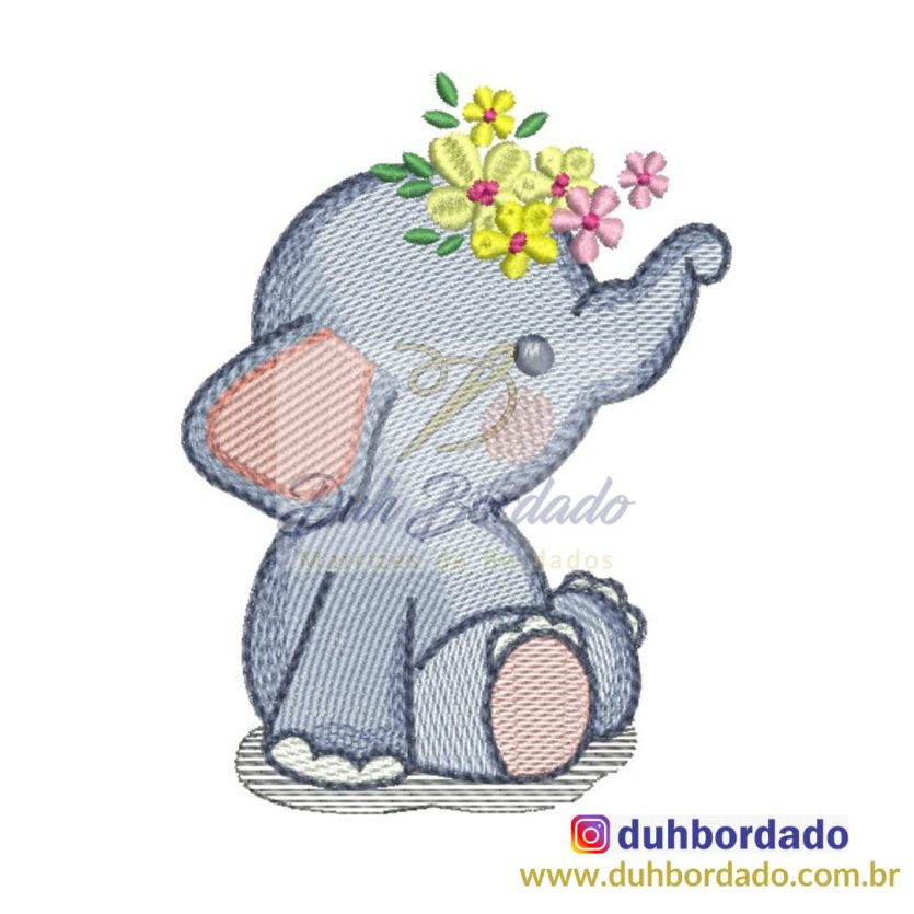 Matriz de Bordado Elefante Menina