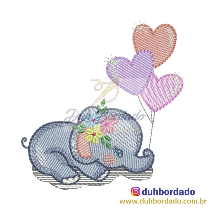 Matriz de Bordado Elefante Menina