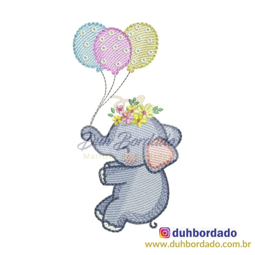 Matriz de Bordado Elefante Menina