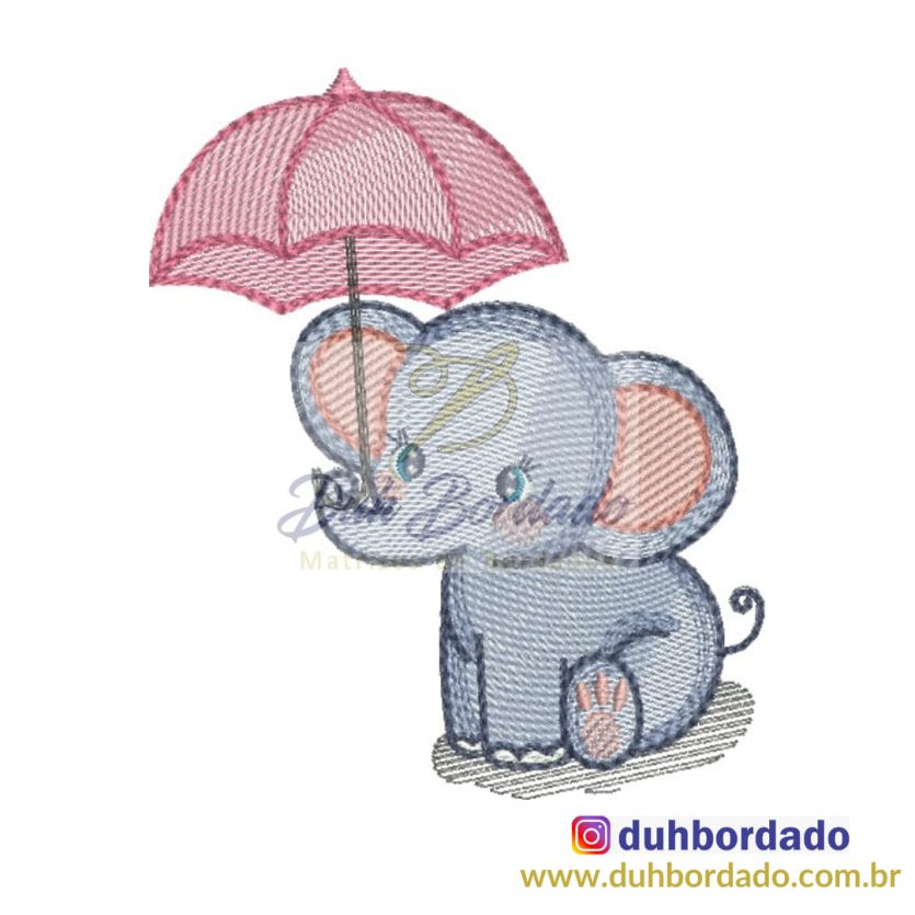 Matriz de Bordado Elefante Menina