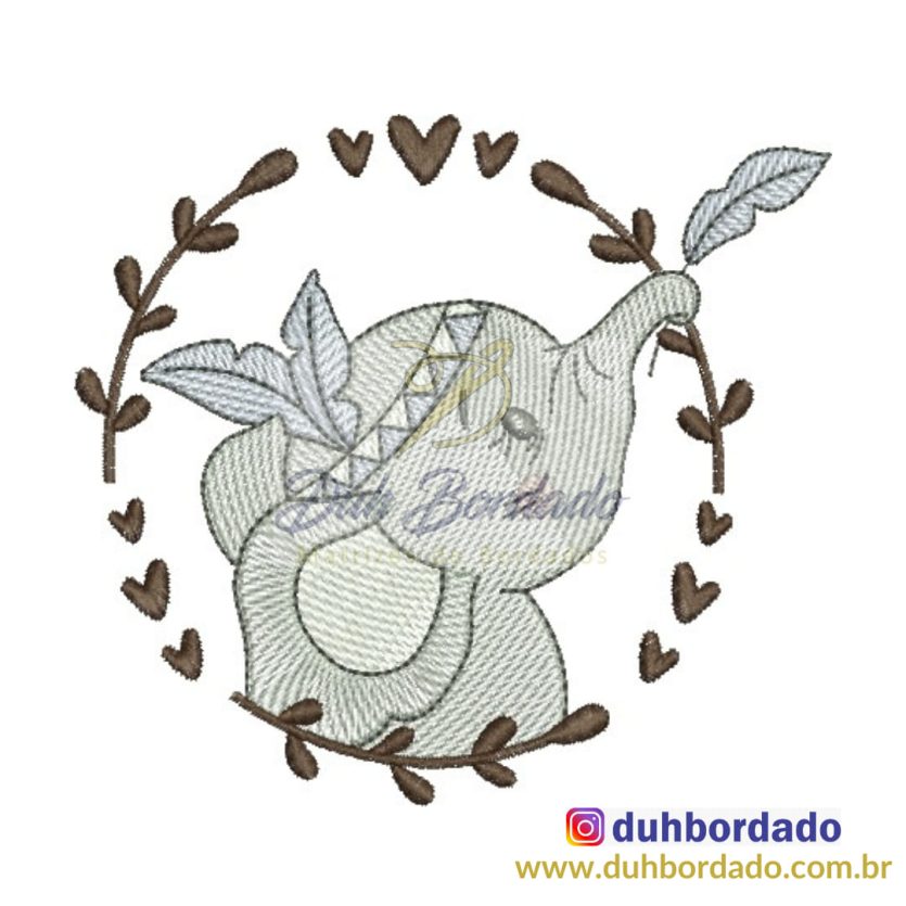 Matriz de Bordado Elefante na Moldura