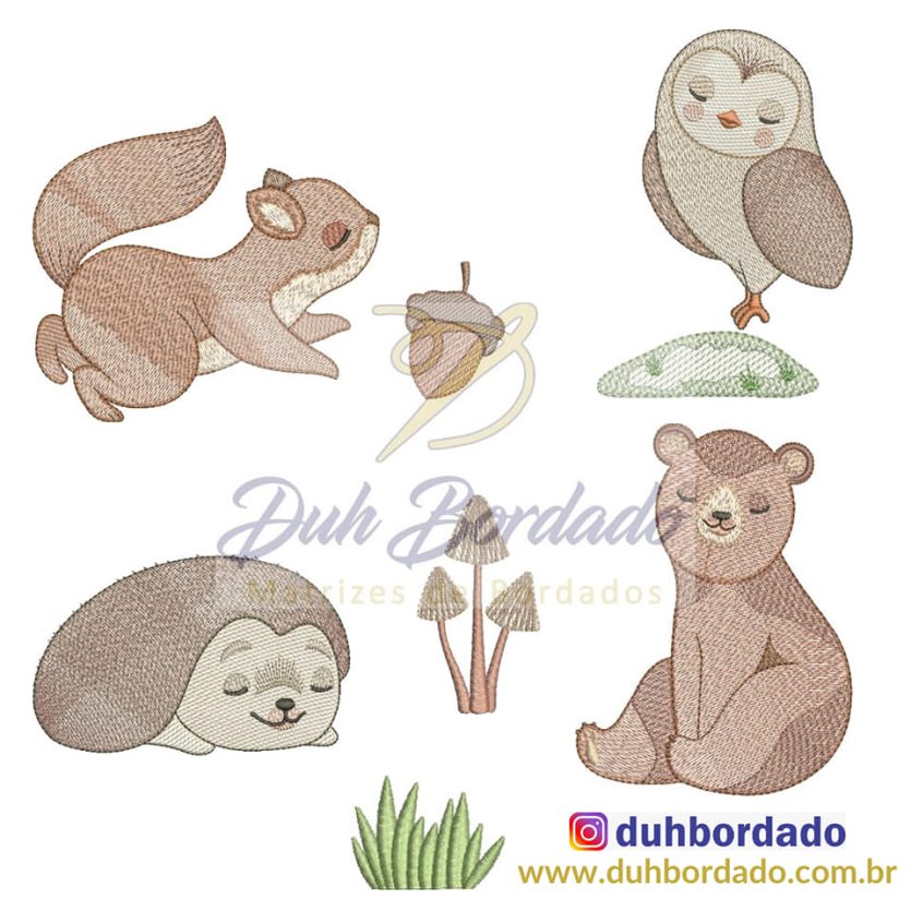 Coleção Matrizes de Bordado Animais do Bosque Completa