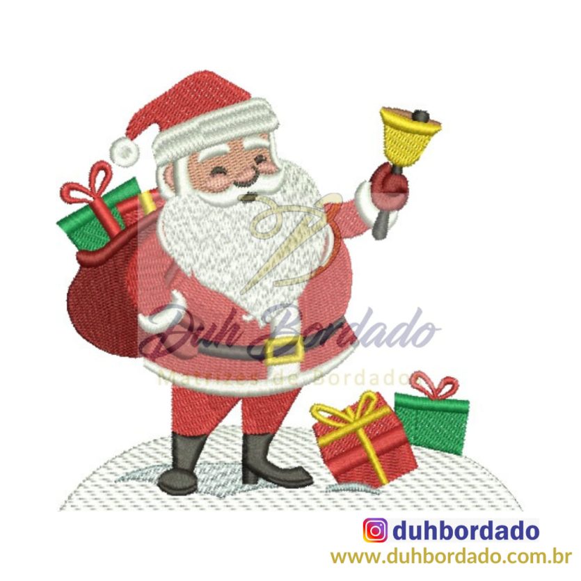 Matriz de Bordado Papai Noel Sino e Presentes de Natal