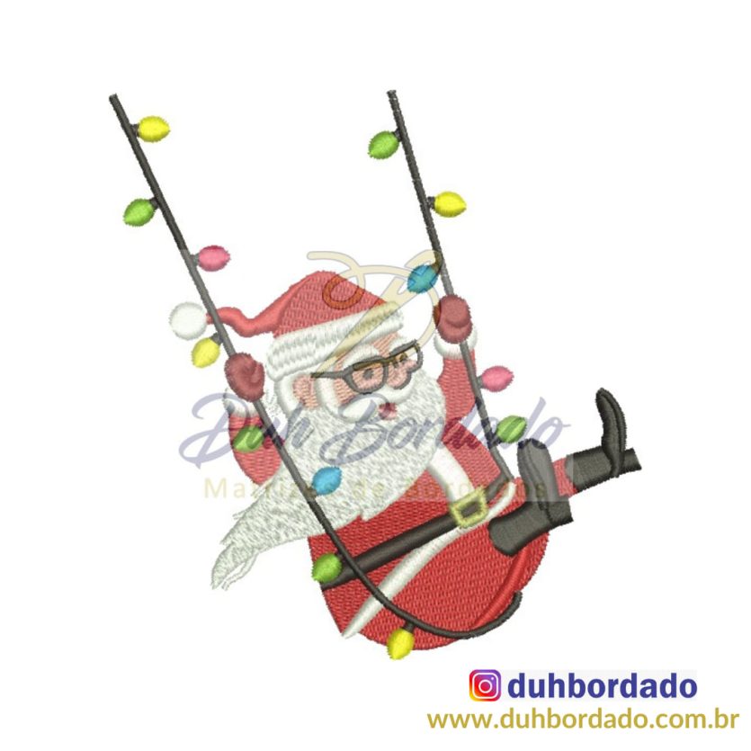 Matriz de Bordado Papai Noel no Balanço