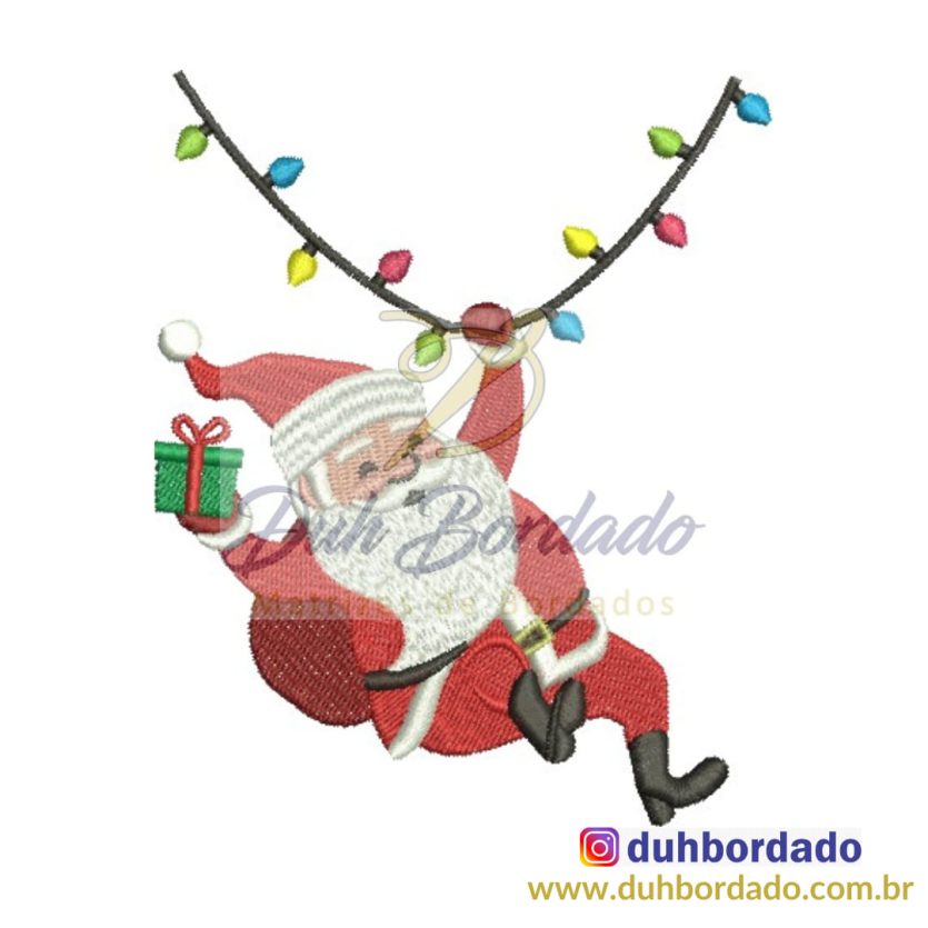 Matriz de Bordado Papai Noel Luzes de Natal