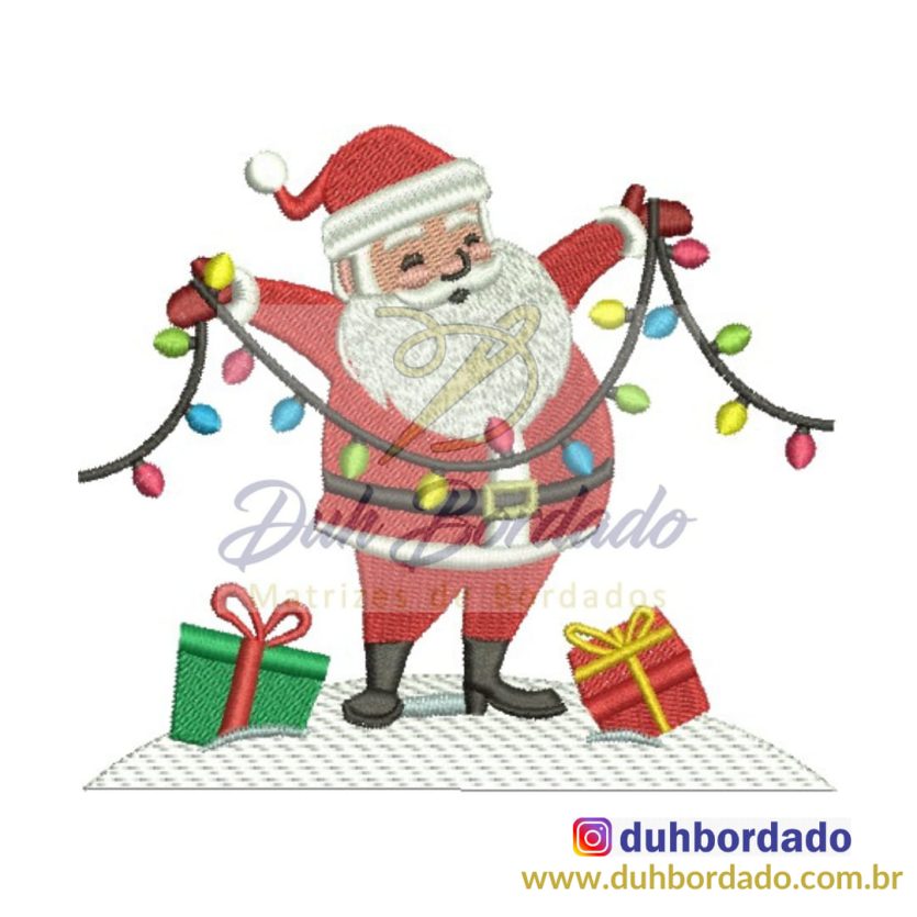 Matriz de Bordado Papai Noel Presentes de Natal