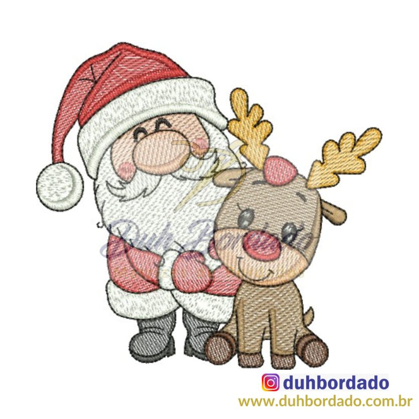 Matriz de Bordado Papai Noel e Rena