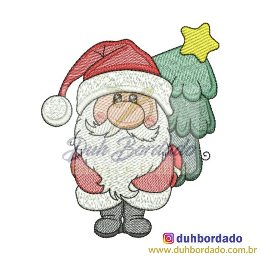 Matriz de Bordado Papai Noel e Árvore