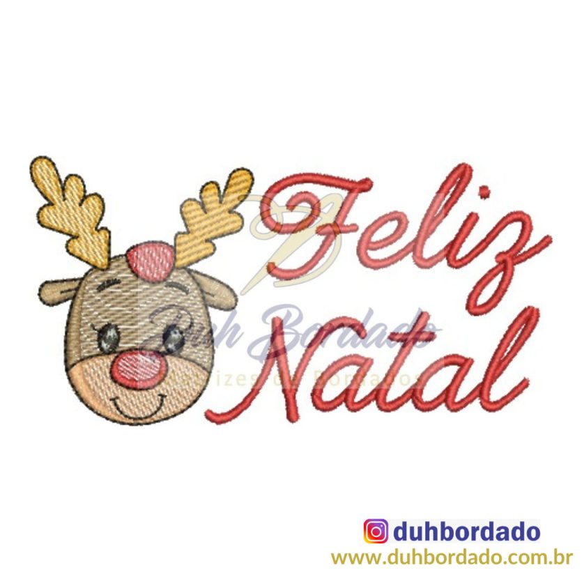 Matriz de Bordado Rena Feliz Natal
