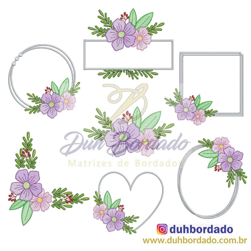 Coleção Matrizes de Bordados Moldura Floral Completa