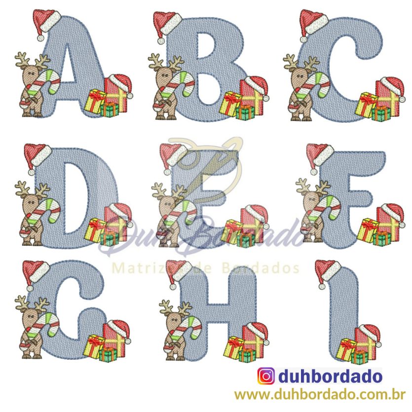 Coleção Matrizes de Bordado Alfabeto Natal Completa