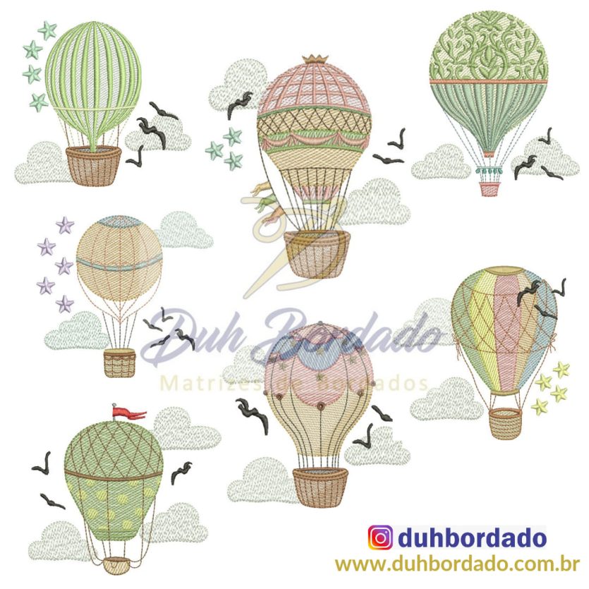 Coleção Matrizes de Bordados Balões Completa
