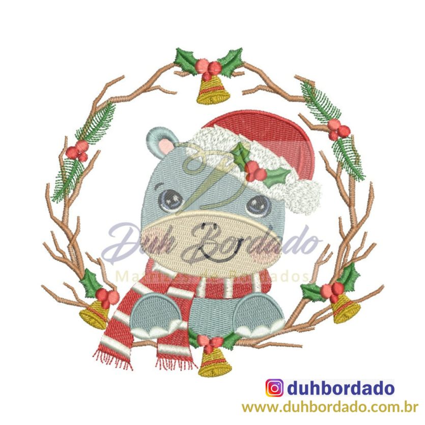 Matriz de Bordado Hipopótamo Natal