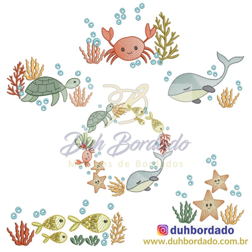 Coleção Matrizes de Bordados Fundo do Mar Completa