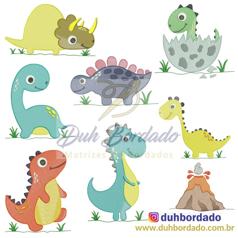 Coleção Matrizes de Bordados Dinossauro Infantil Completa