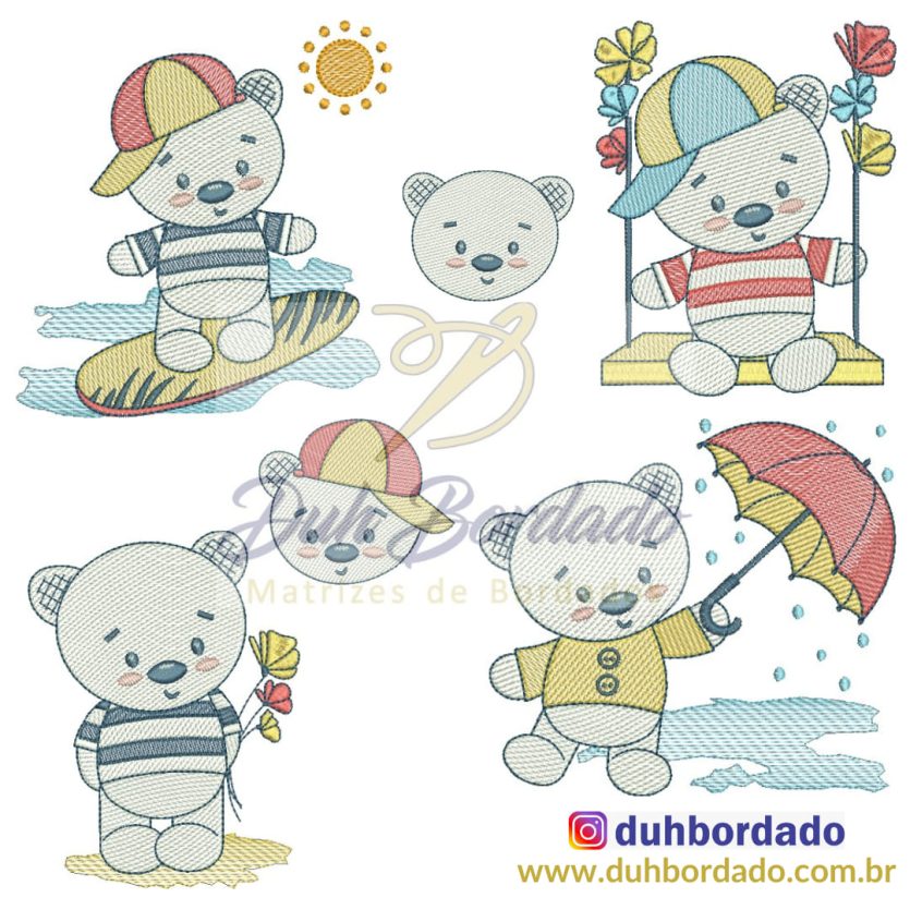 Coleção Matrizes de Bordados Ursinho Menino Completa