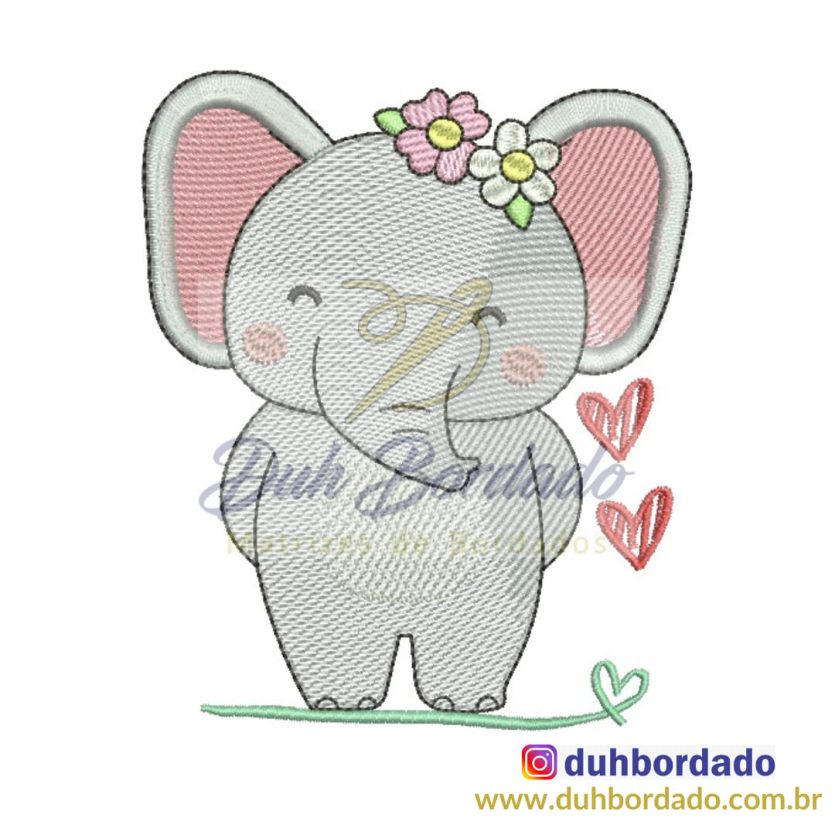 Matriz de Bordado Elefante Menina