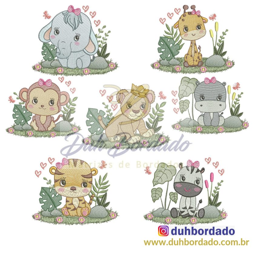 Coleção Matrizes de Bordados Safari Menina Completa